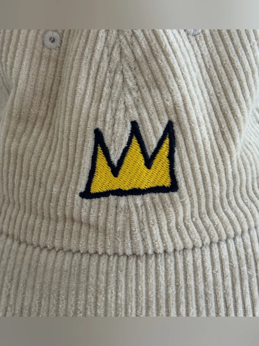 Jean Michel Basquiat Rare Corduroy Strap Back Dad Cap - Beige All Cotton